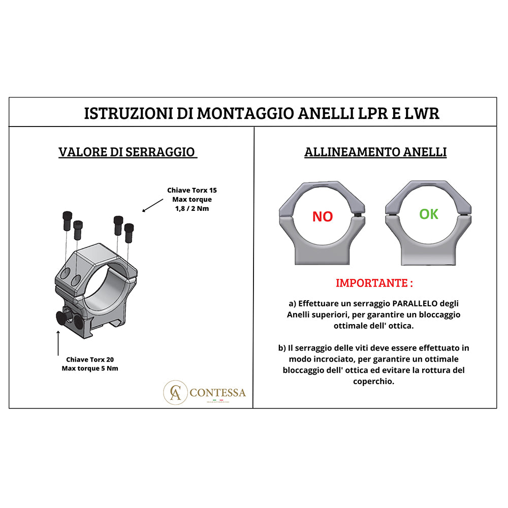 Contessa "lwr02/a" anelli weaver da 30mm bassi