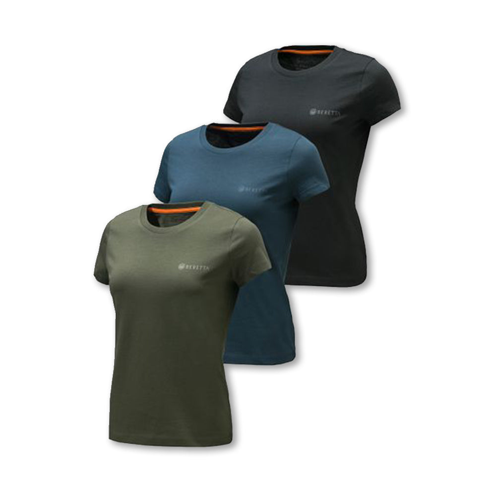 Set t shirt Beretta donna in cotone colori verde, blu e nero