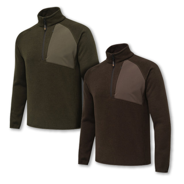 Pile termico da uomo Beretta Abisko Half Zip colore verde con mezza zip