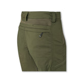 Pantaloncini LowPro tecnici verdi da caccia e outdoor con tasche e inserti stretch