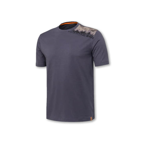 T-shirt Beretta Pine blu con stampa bosco su spalla