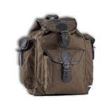 Zaino da caccia in canvas e pelle marrone 20L con tasche frontali e laterali