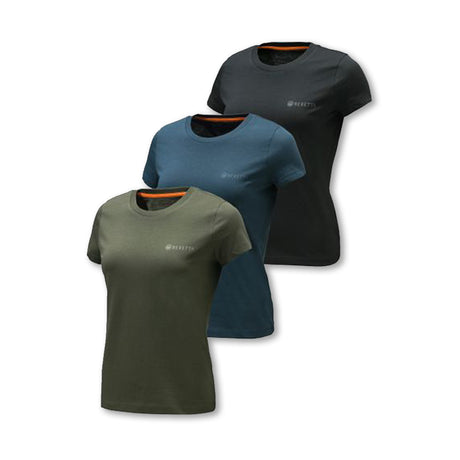 Set t shirt Beretta donna in cotone colori verde, blu e nero